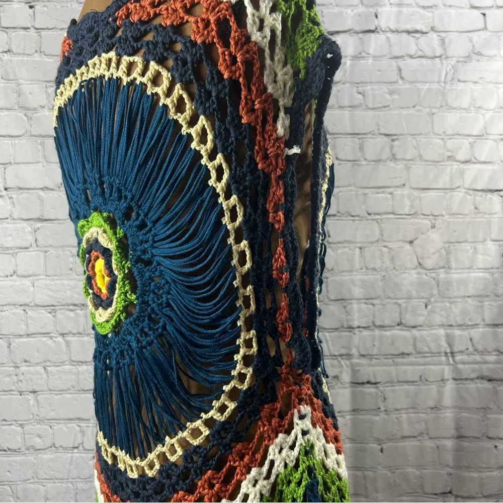 Solution Multicolored Bohemian Open Knit Sleeveless Pullover (A21) Size undefined - Image 4