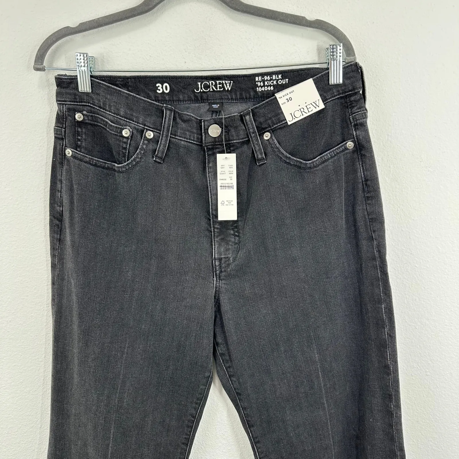 J.Crew '96 Kick Out Jeans Black Wash Denim Womens Size 30 High Rise Cropped NWT - Image 9