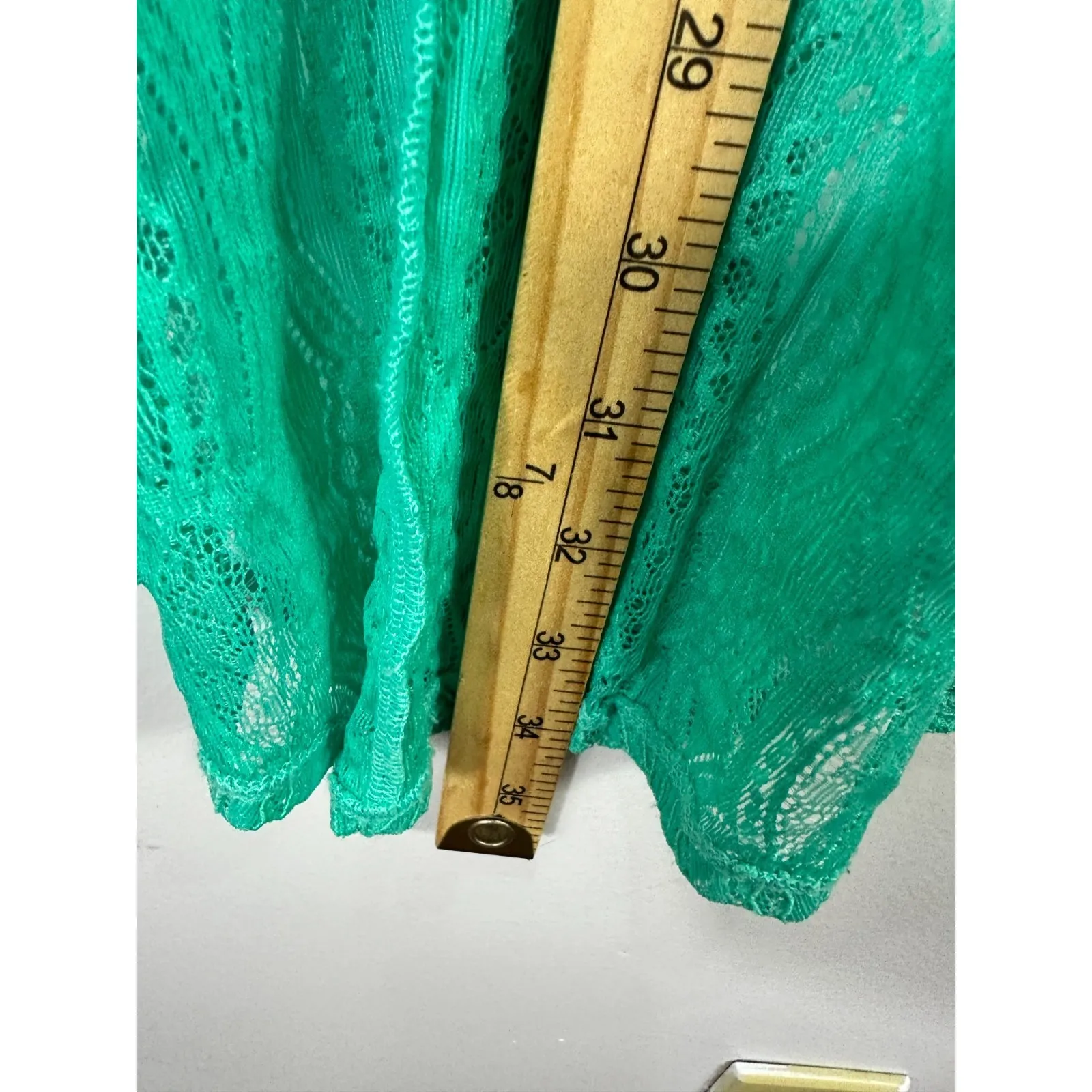 LuLaRoe‎  Joy Long Lace Cardigan L Green Open Front Duster Boho Festival Resort - Image 8