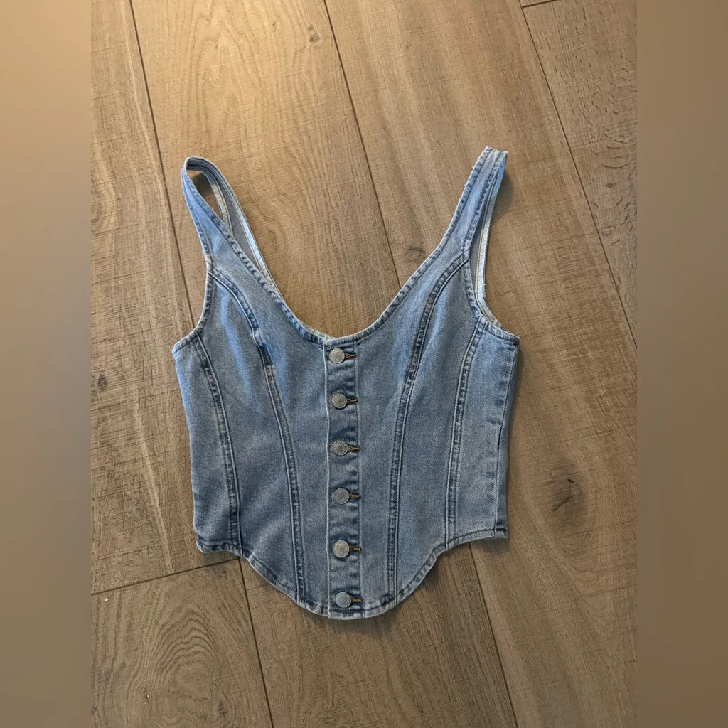 MESHKI Denim Corset Top - Image 2