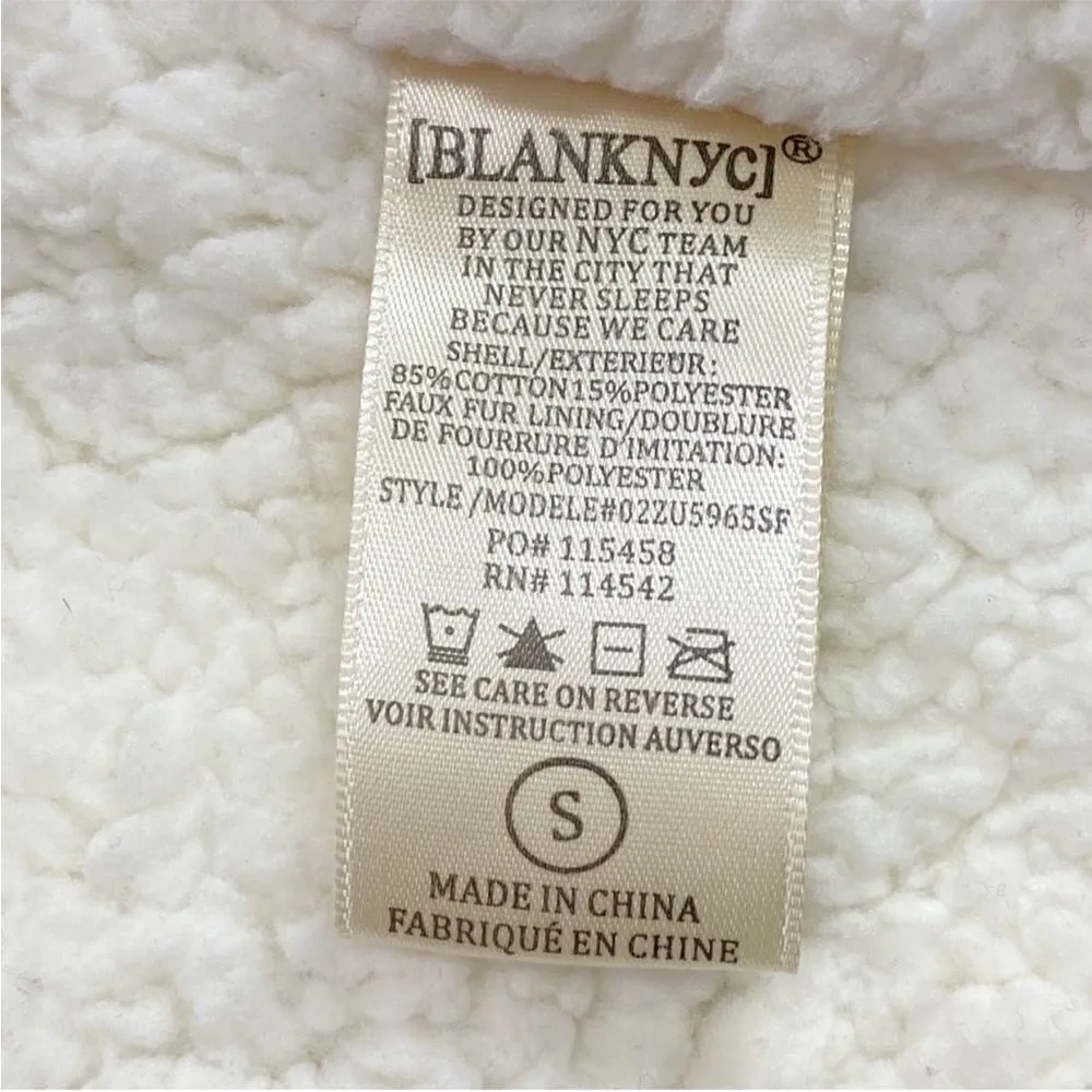Blank NYC Faux Sherpa Lined Cocoon Jacket Jersey Knit Gray Cream Small Open‎ - Image 11
