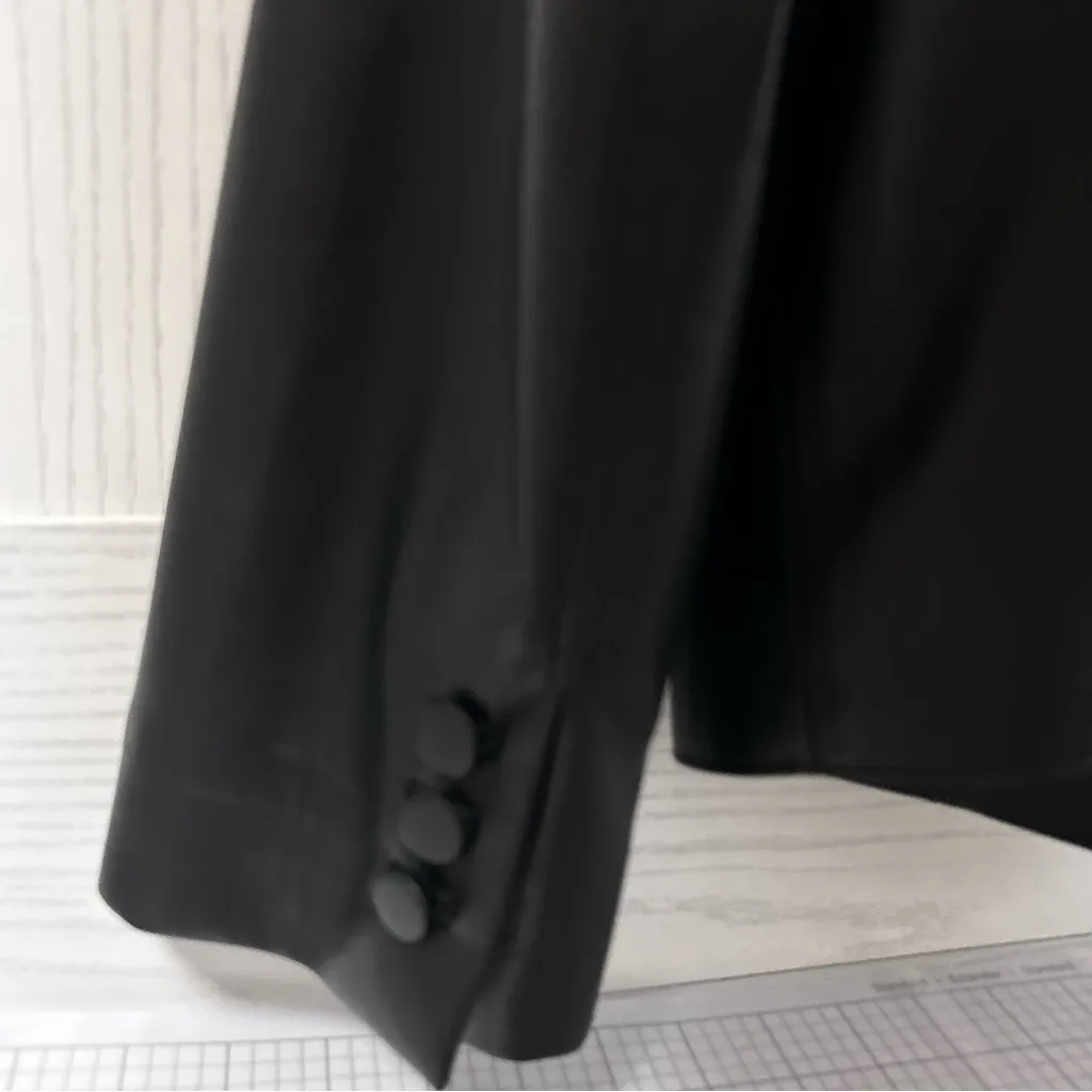 Chicos Blazer Jacket Women Size 18 Black Professional Faux Leather Edgy Evening - Image 5