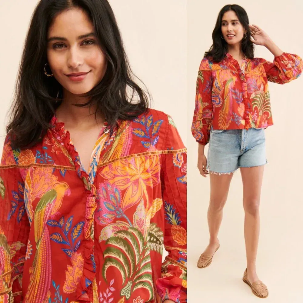 Anthropologie  Farm Rio Mystic Bush Blouse Size XS NWT $170 - Image 14