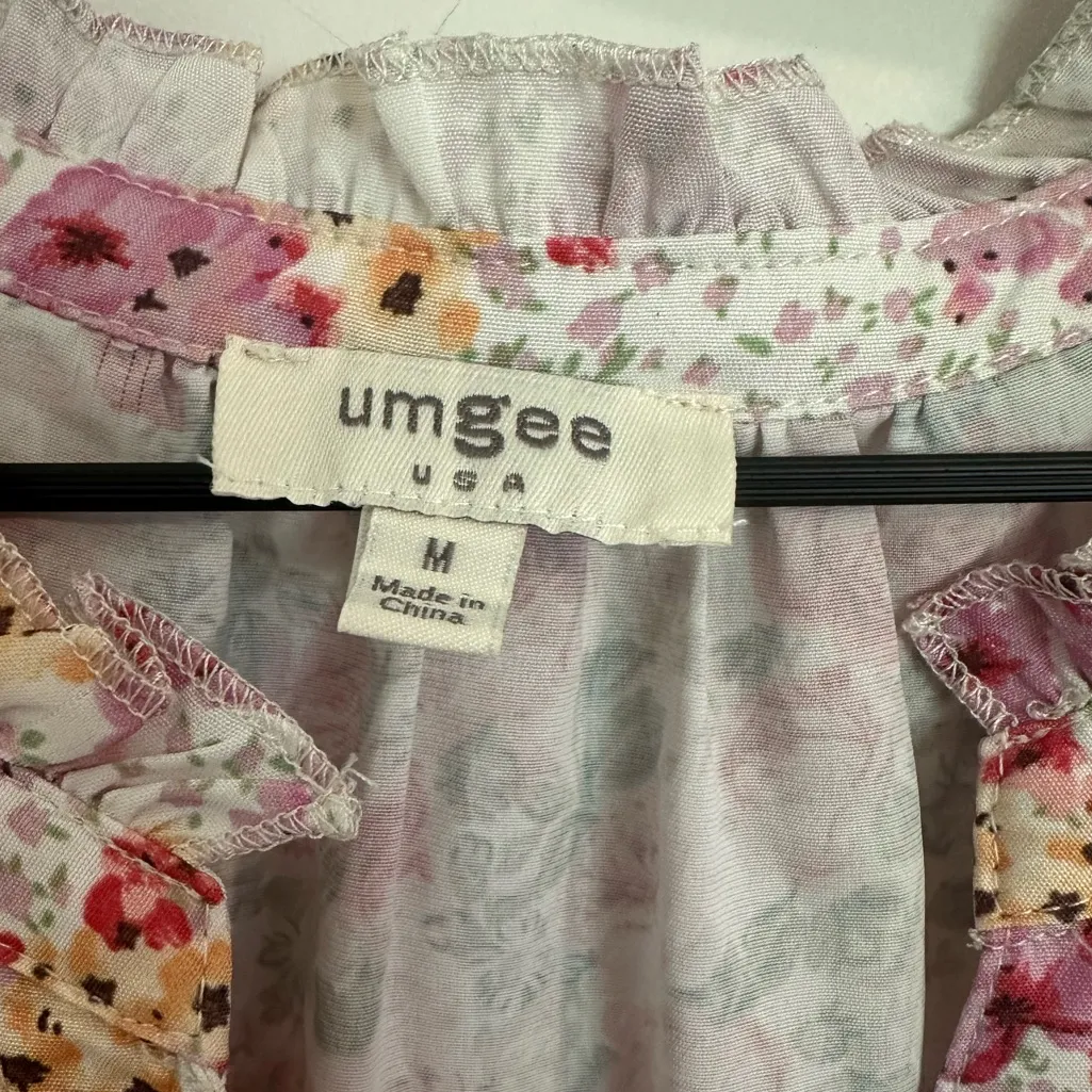 Umgee Pink and Yellow Floral patchwork boho hippie Casual Dress Sz m - Image 3