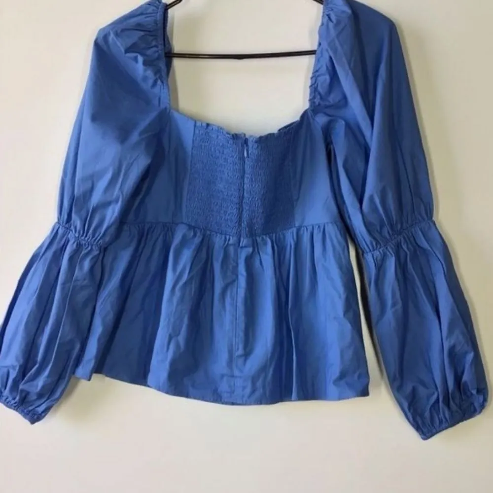 Jaxley Puff Sleeve Square Neck Blouse Blue - Image 4