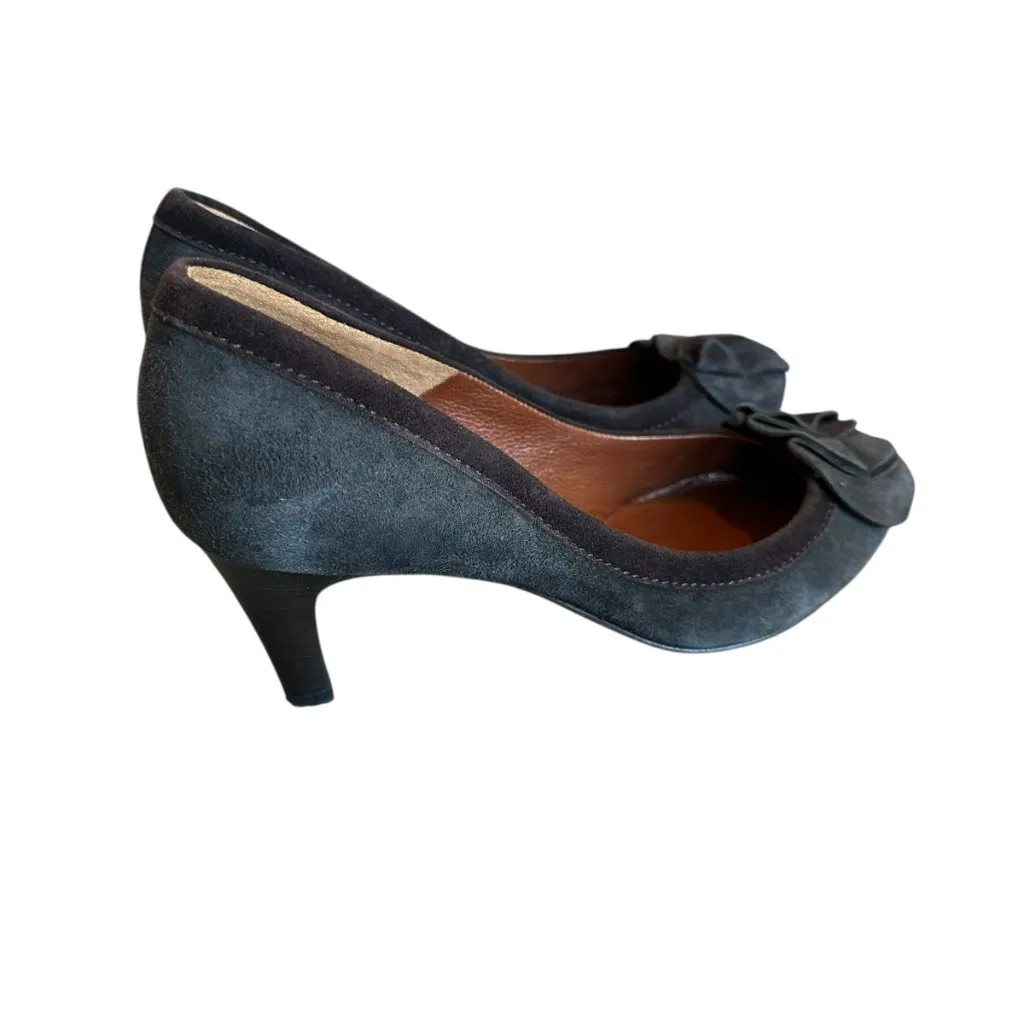 Guglielmo Rotta Suede Leather Closed Toe Pumps Round High Heel Size 36 5.5 Women Brown - Image 2