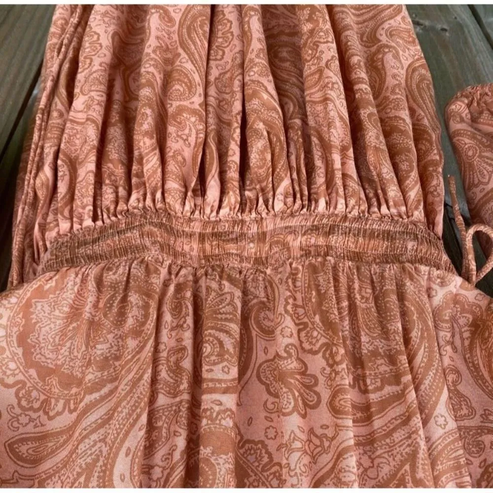 Amuse Society Luciana Orange Paisley Mini Dress Size S Boho Casual - Image 6