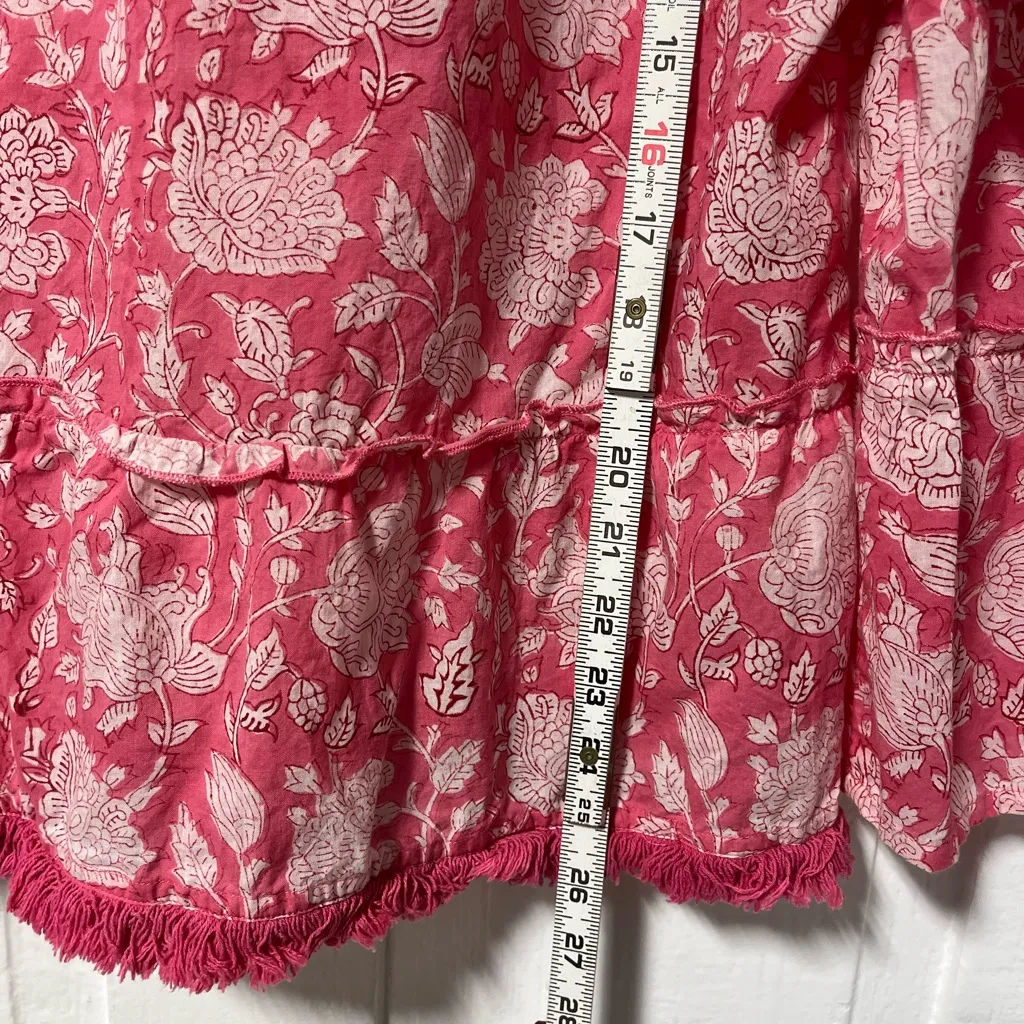 Gingy Fennerton Collection Rye fringe bottom pink and white tiered blouse Size M Size M - Image 5