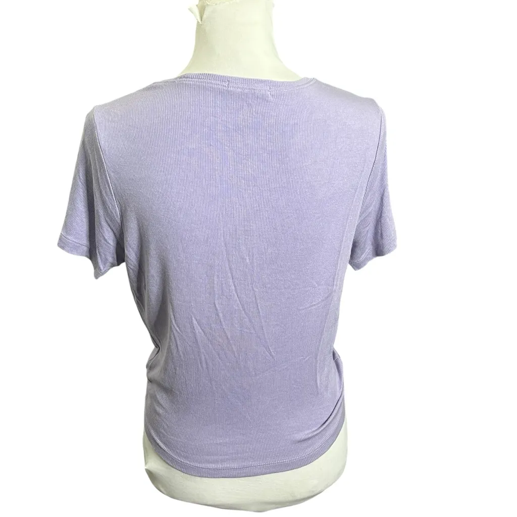 Marine Layer Lexi Rib Twist Tee Women’s Medium Lavender Cropped Stretch Casual - Image 4