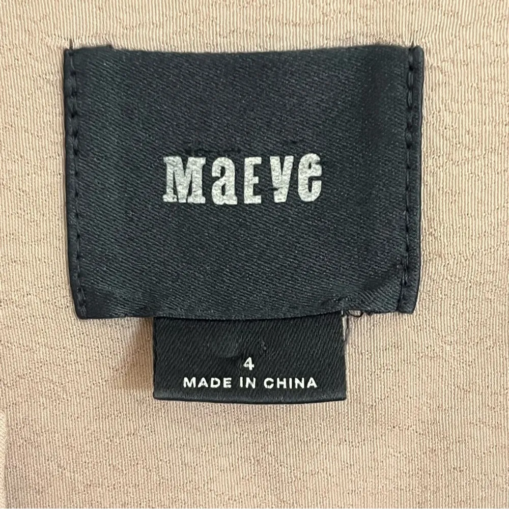 Women’s Maeve Anthropologie Pink Dress Gathered Waist Button Front Size‎ 4 - Image 7