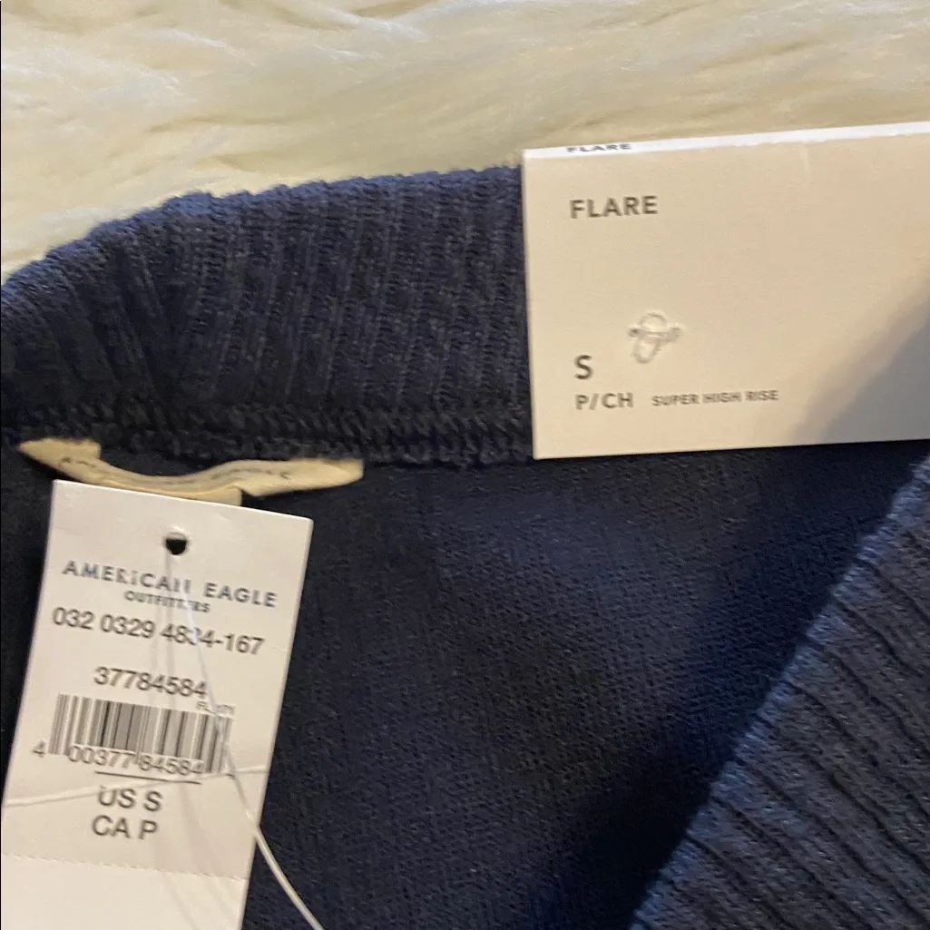 American Eagle Navy Ribbed Flare Pants size S brand new inseam 32” waist 26” - Image 6