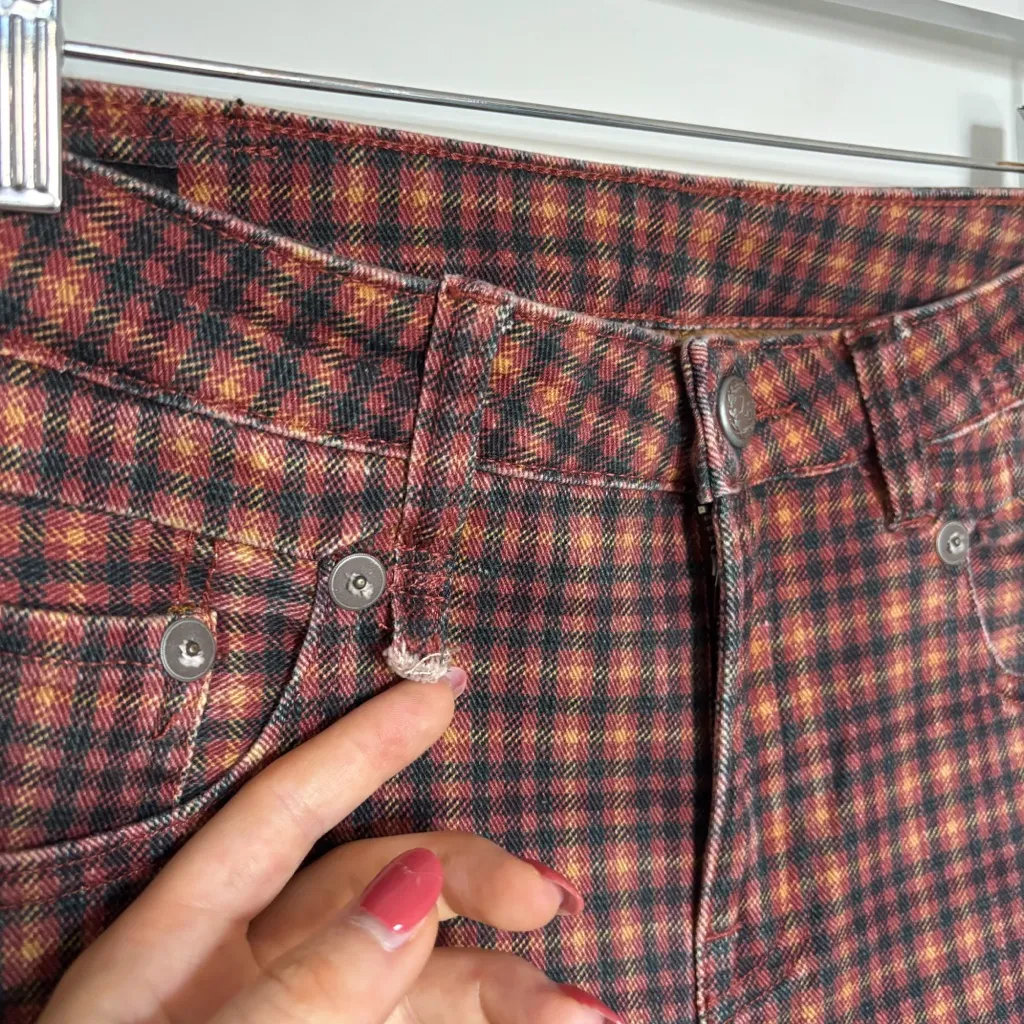 R13 Boy Straight Jeans Printed Auburn Plaid - Image 6