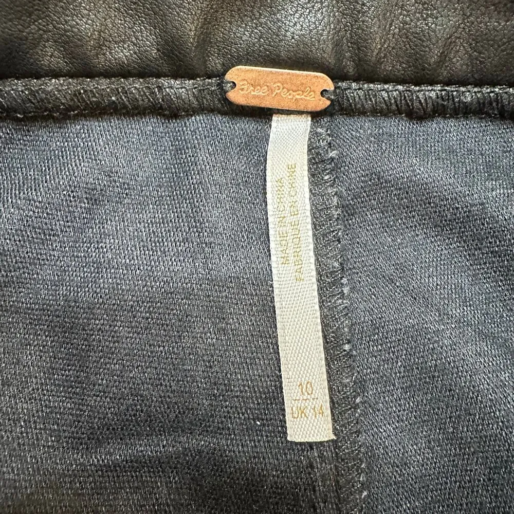 Free People Vegan Leather Pants sz 10 Black Leather Boot Cut Pants - Image 6