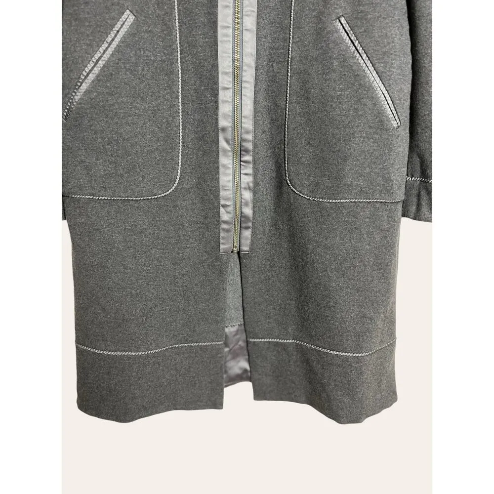 Rebecca Taylor Gray Sequin Zip Up Duster Jacket Dress Size 10 - Image 3