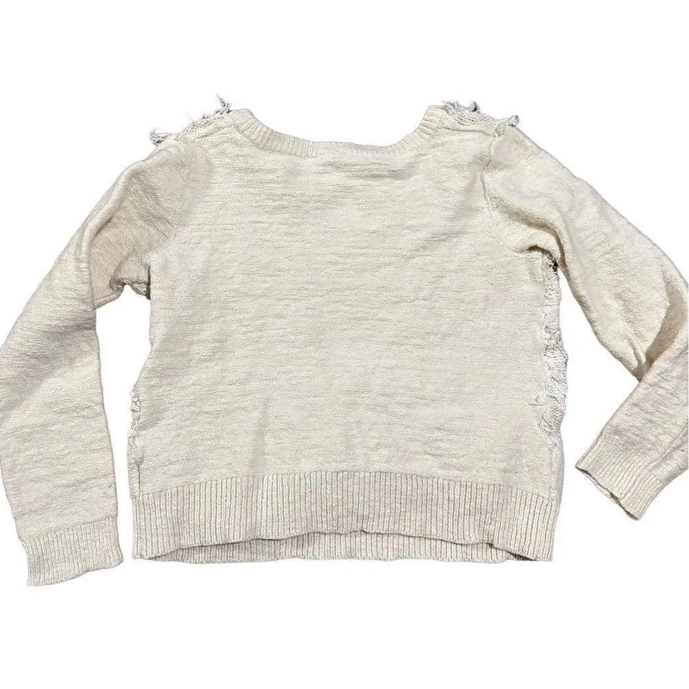 Moth Anthropologie Sweater cropped chunky knit cotton wool ivory sz M White Size M - Image 2