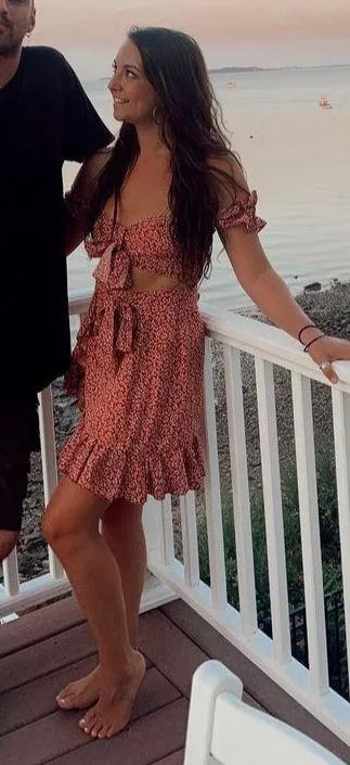 SheIn Red Floral Two Piece Skirt Set  - Image 5