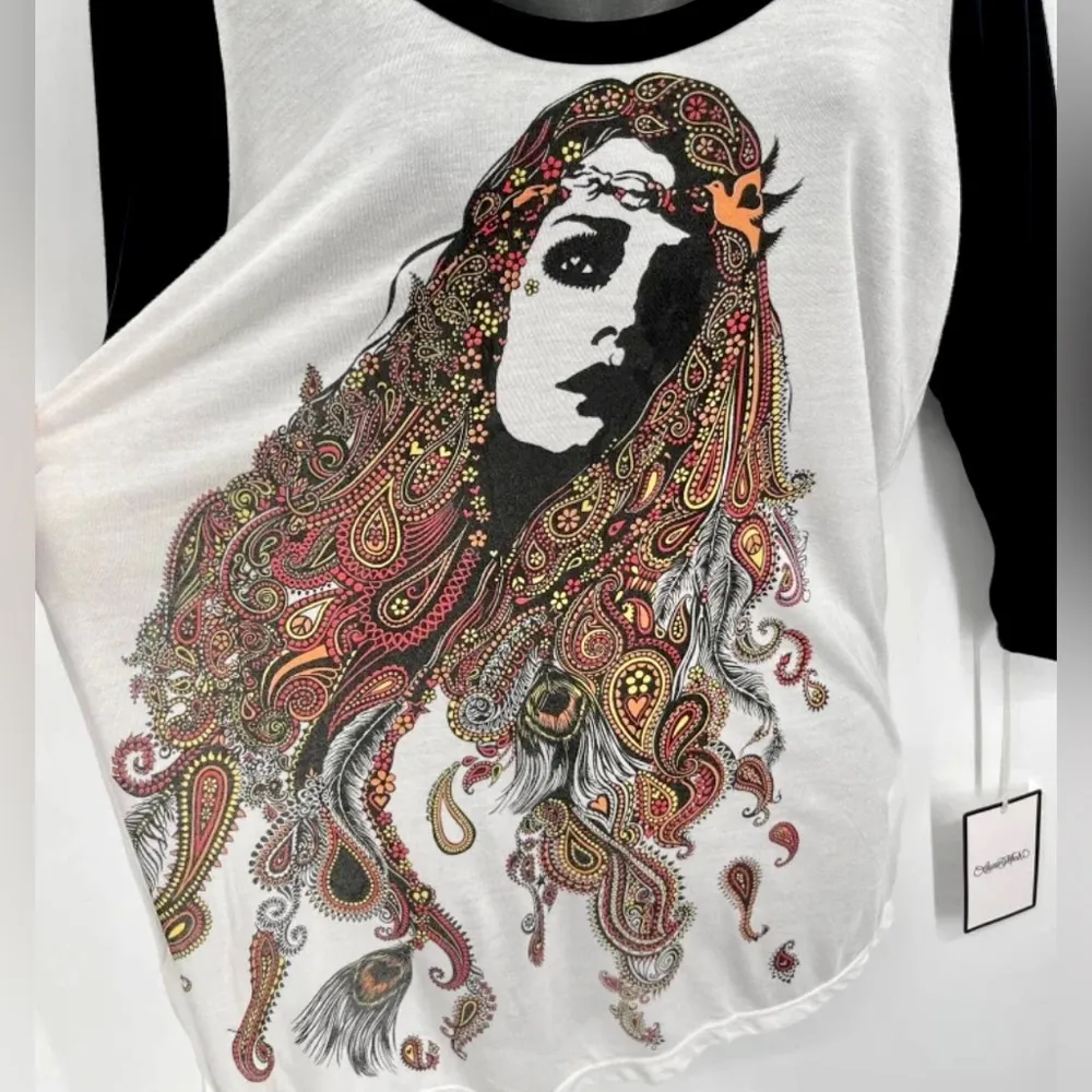 Lauren Moshi Frankie Raglan Baseball Color Gypsy Graphic 3/4 Sleeve Top | NWT - Image 10