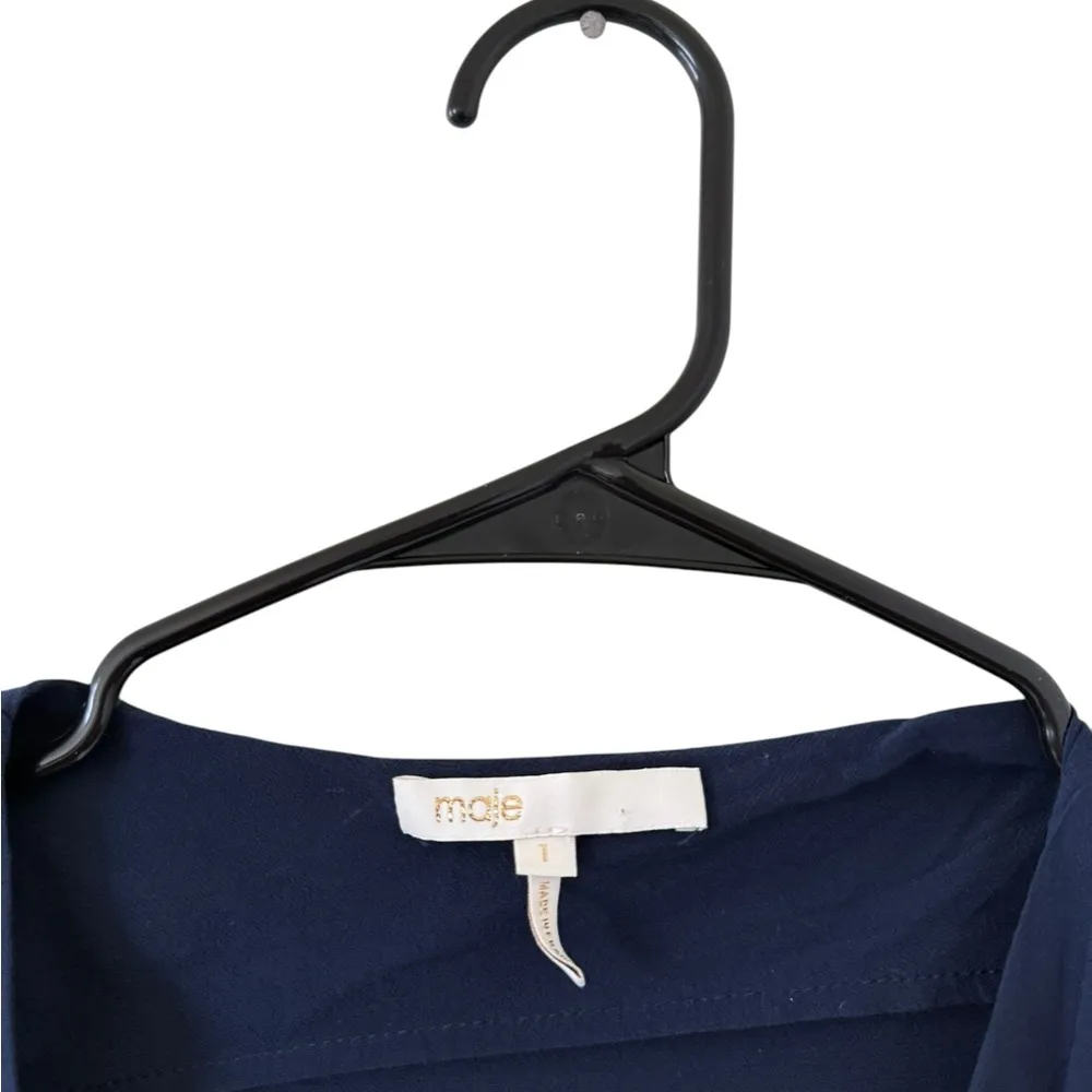 Maje Renie Navy Wrap Mini Dress - Image 3