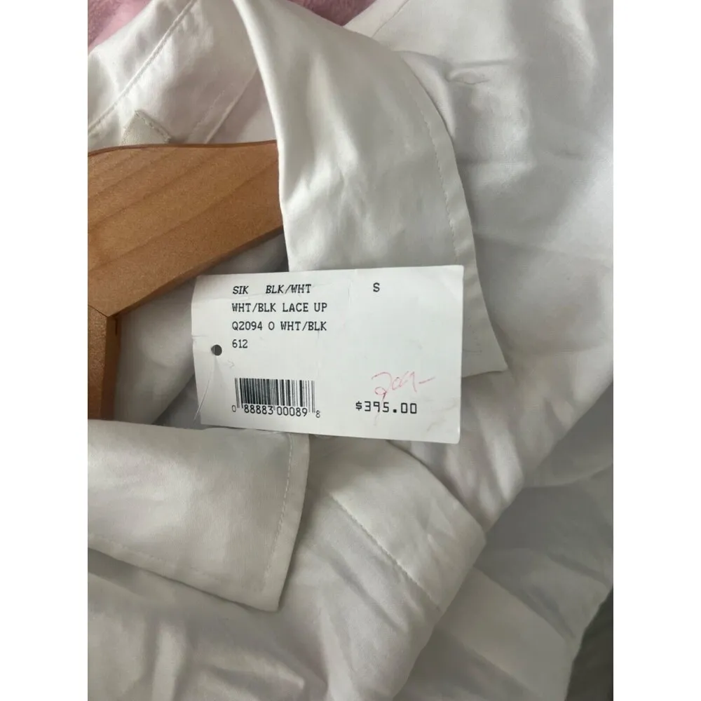 JONATHAN SIMKHAI White Lace Up Bell Sleeve Tier Polin Shirt S Business Office - Image 9