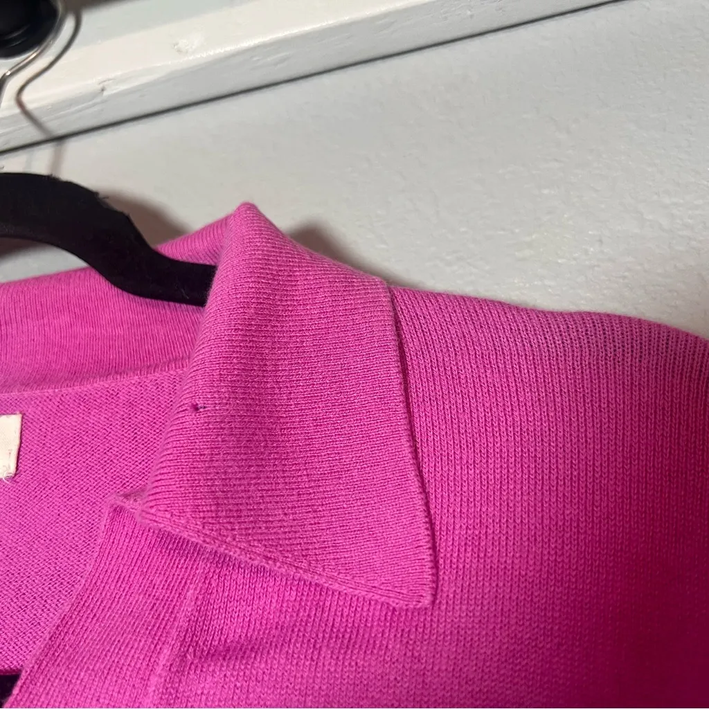 J. Crew Sweater Cotton Polo Collared Size XS Purple Pink Cotton Flaw - Image 6