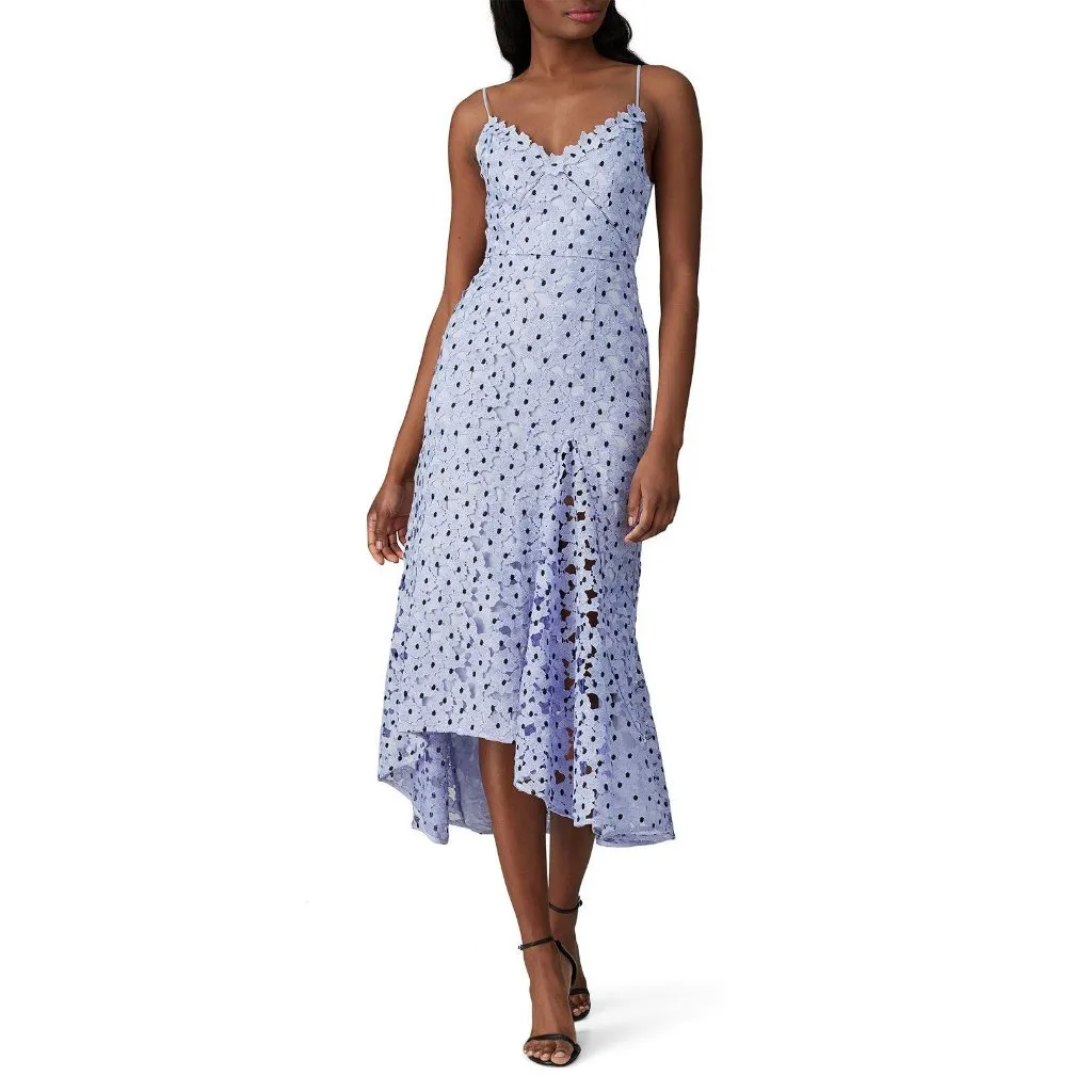 Sau Lee Polka Dot Lucy Dress in Blue 4 Womens Floral Midi Cocktail - Image 14