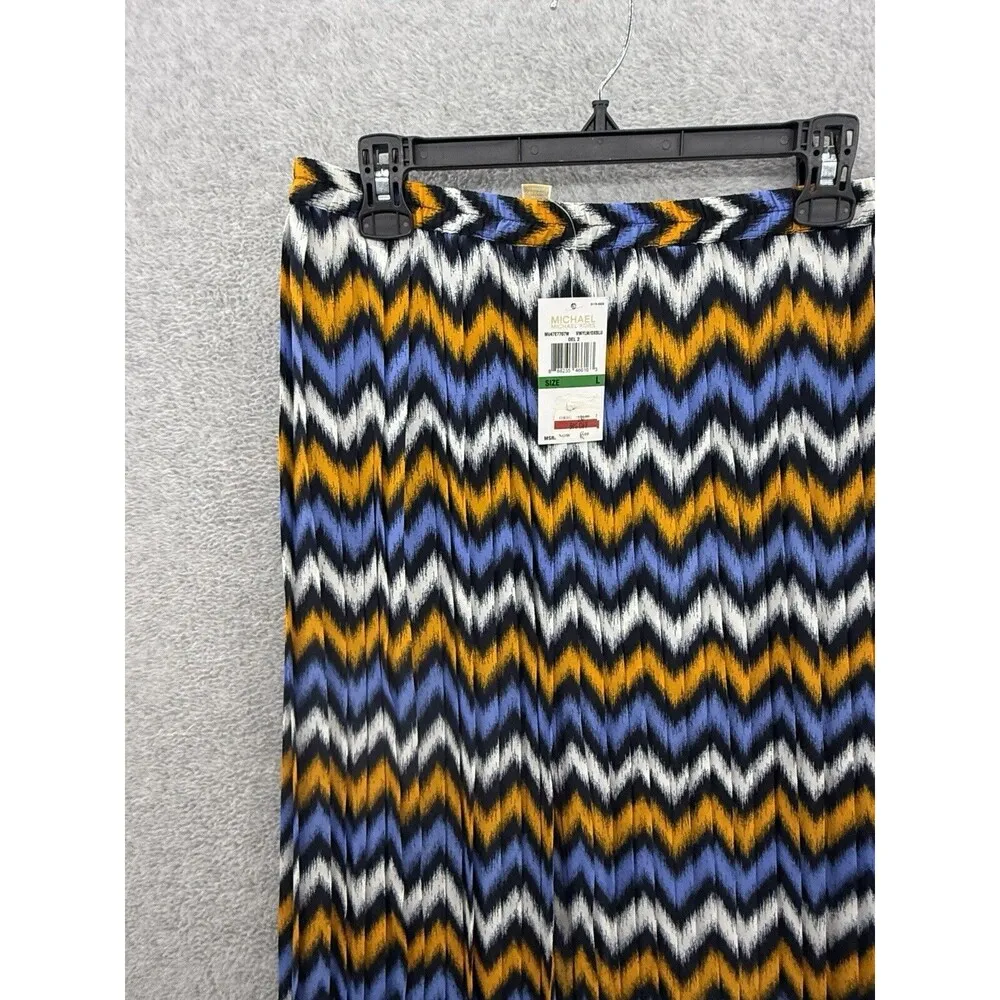MK Michael Kors Women's Maxi Skirt Striped Pleated Size Large Chevron - Image 15