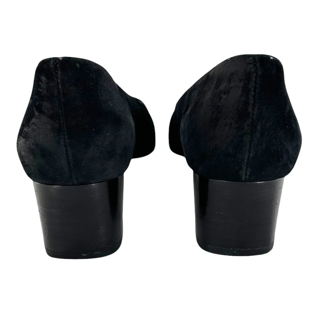 Salvatore Ferragamo Black Suede Low Heel Round Toe Pumps Size 7.5 AA - Image 6
