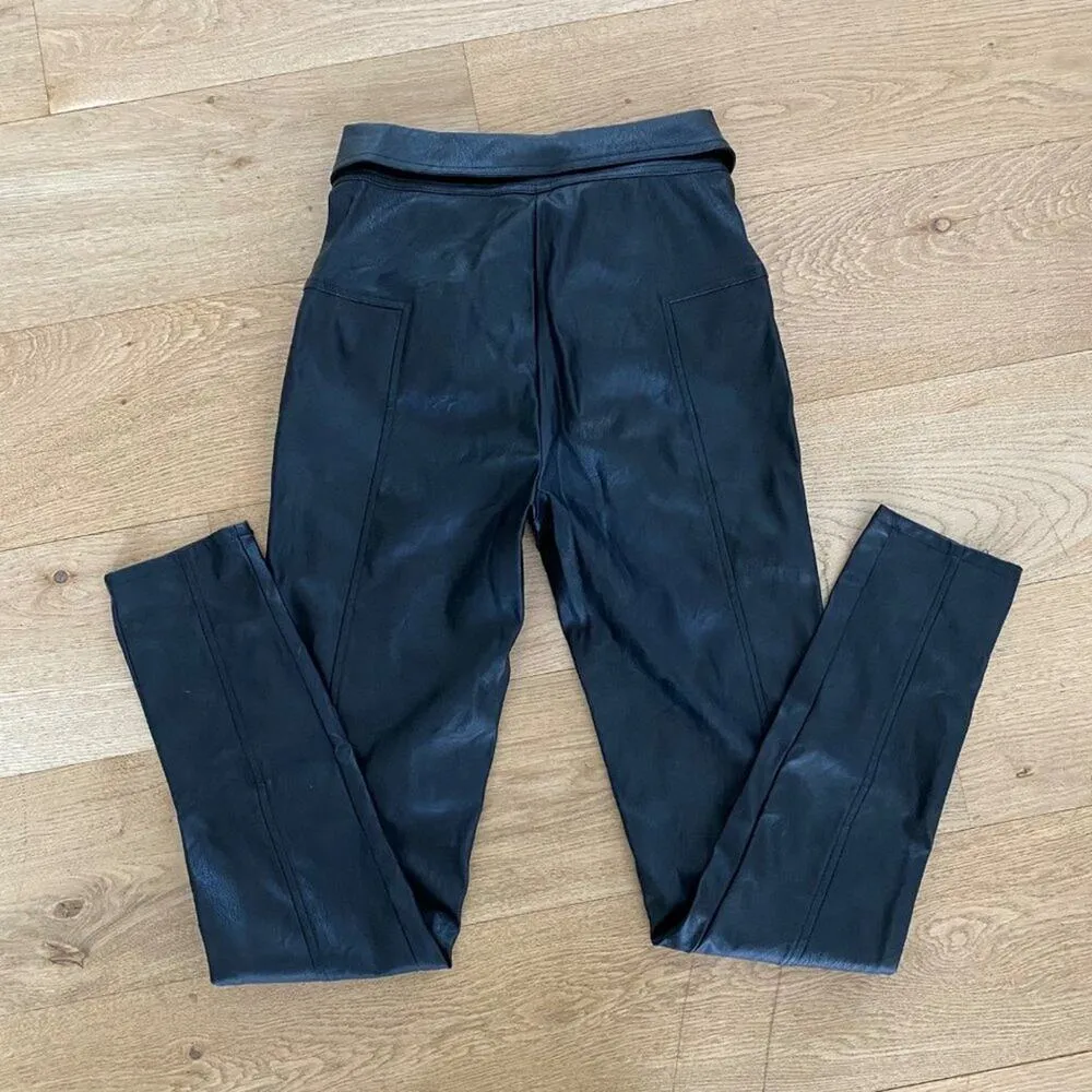 Tiger Mist - Faux Leather Fold Over Waist Pants in Black - Image 5