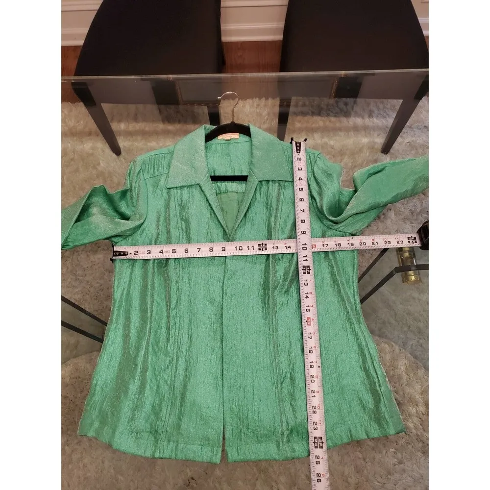 Choices Women's Green Rayon Open Front Long Sleeve Blazer Jacket Size Large - Image 12