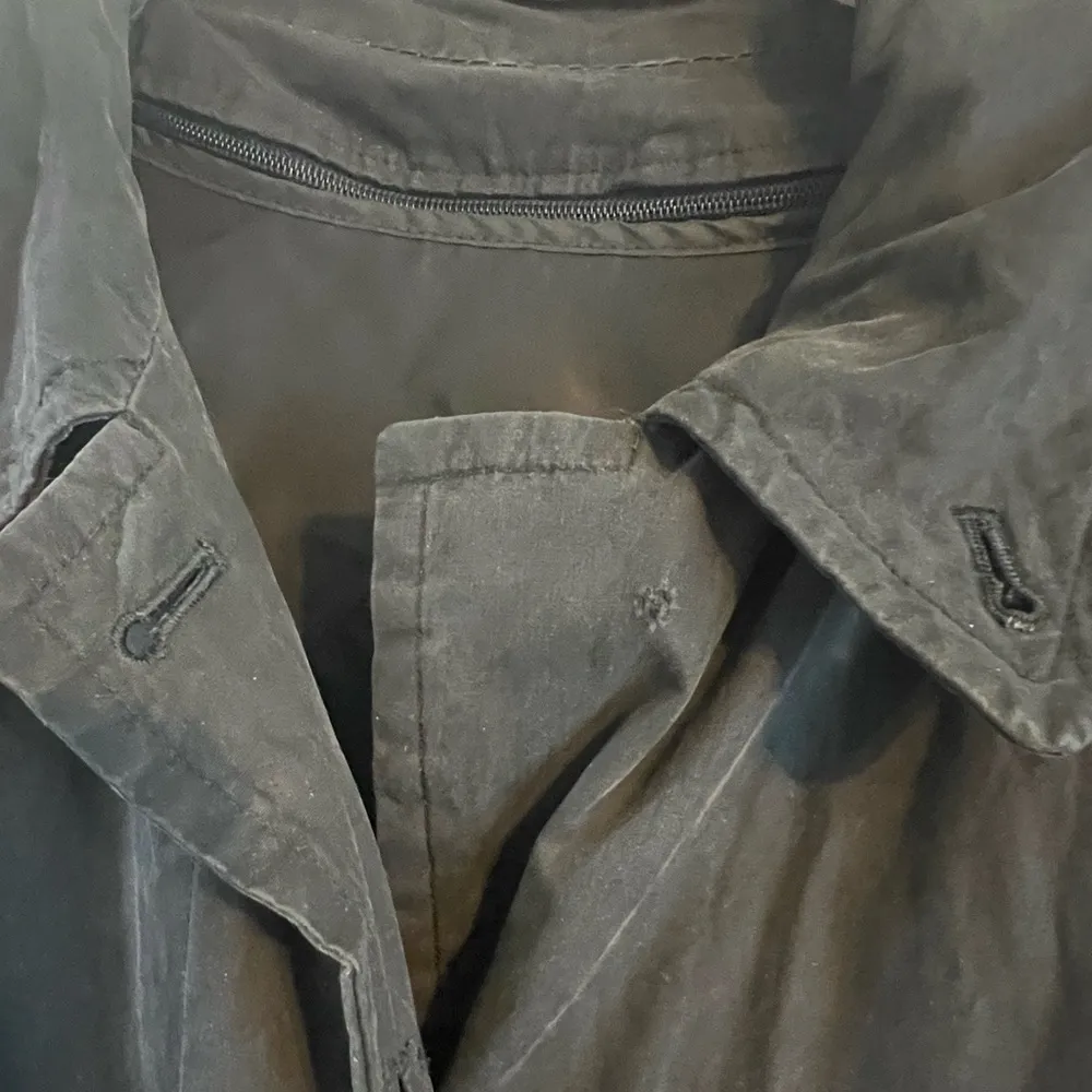 Vintage Burberry Trench Coat Rain Car Coat Lined 14 XX-Long Black Zip out Liner - Image 9