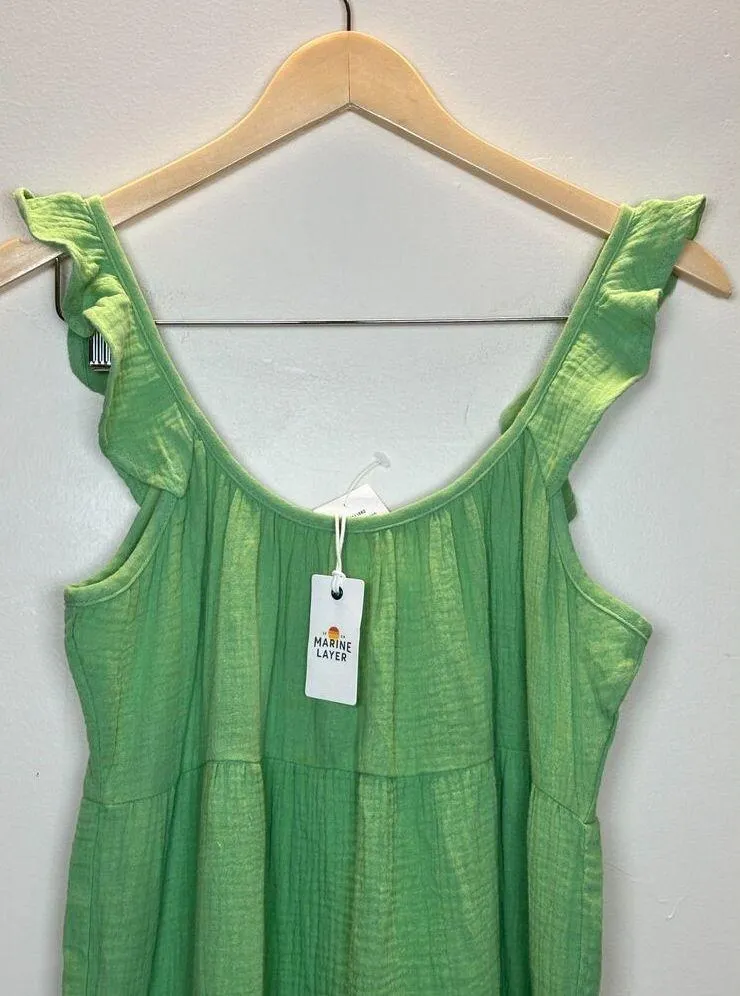 Marine Layer Women's Size Large Jade Sheen Jude Flutter Sleeve Midi Dress NWT - Image 9