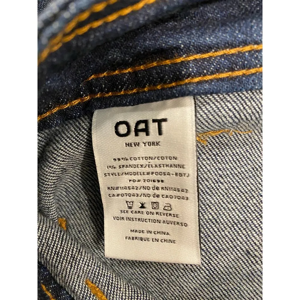 OAT Cotton Frayed Hem Cropped Straight Leg Jeans Denim Blue Women's Size 8/29 - Image 9