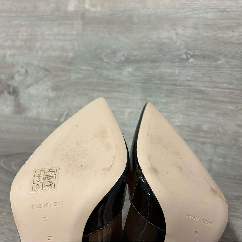 Good American Black Pointed Toe Pumps High Heels Stiletto PVC Women Size 9 - Image 6