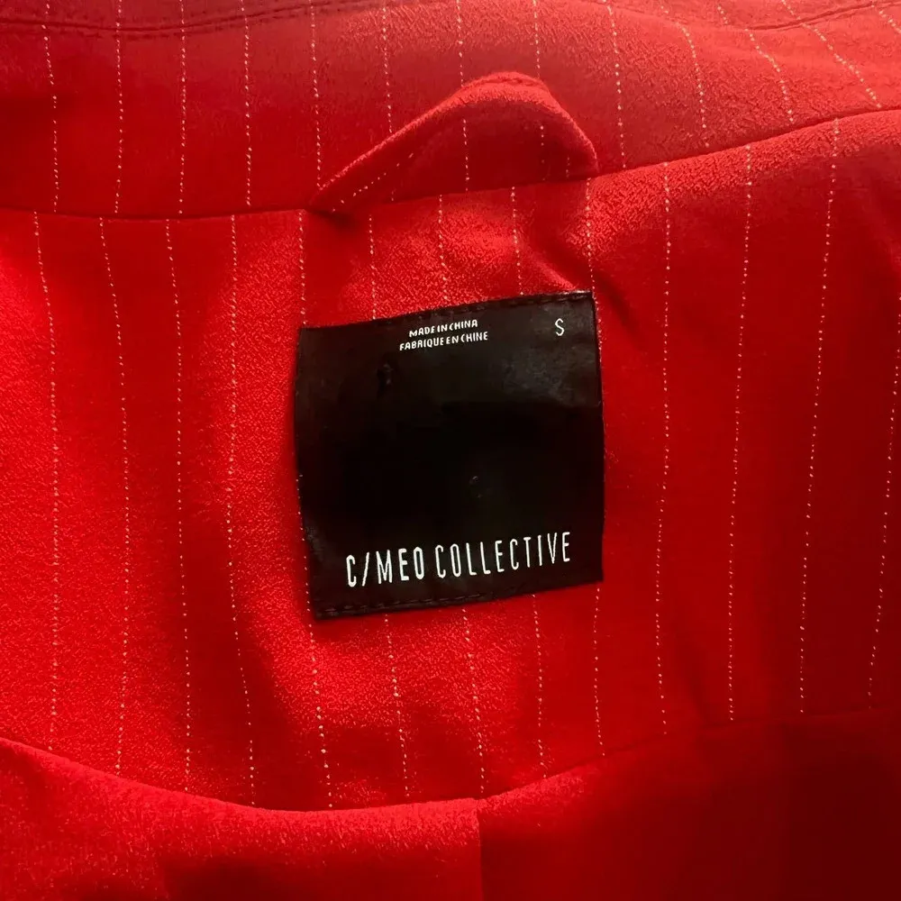 C/MEO Collective Go From Here Double Breasted Red Pinstripe Blazer Size Small - Image 13
