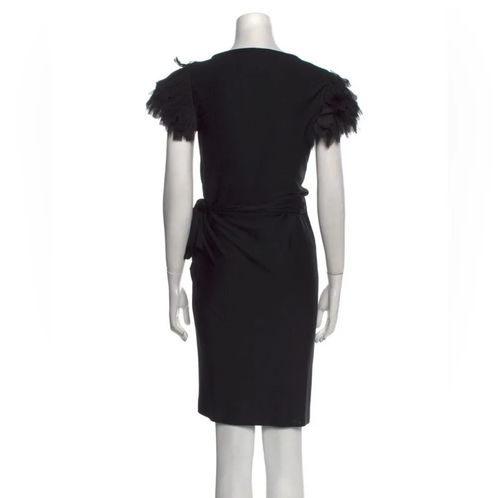 DVF Black Beulah V-neck Midi Wrap Dress - Image 3