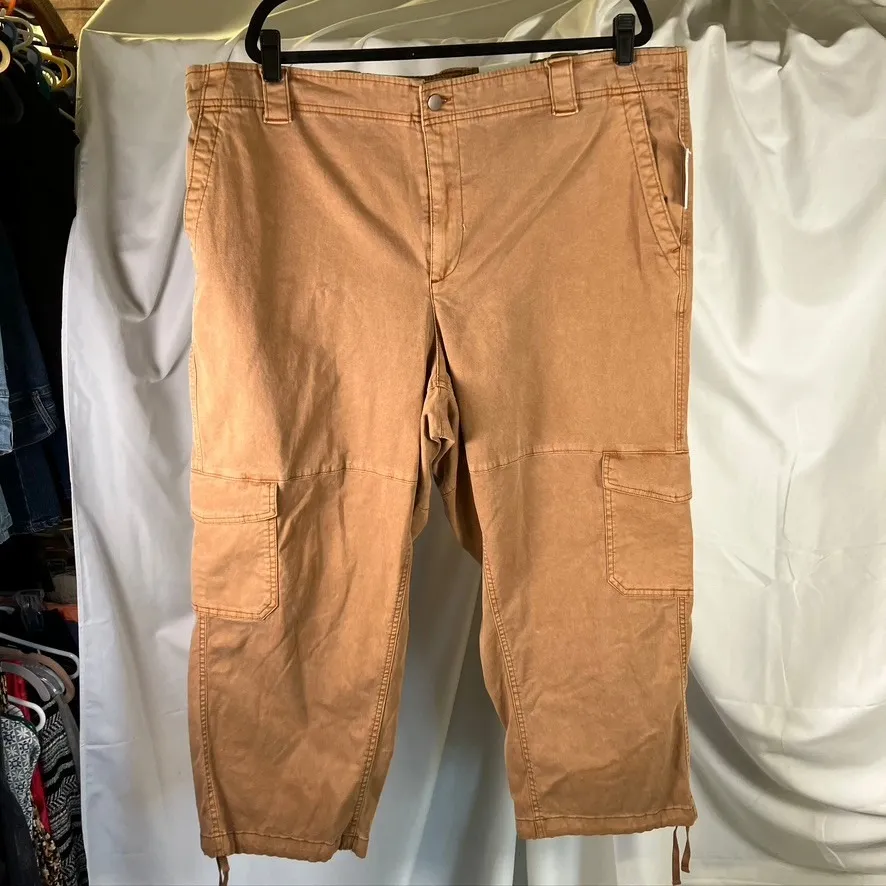 Old Navy Womens Cargo Pants High-Rise‎ Elastic Waist Tan Cropped XXL Plus Size - Image 5