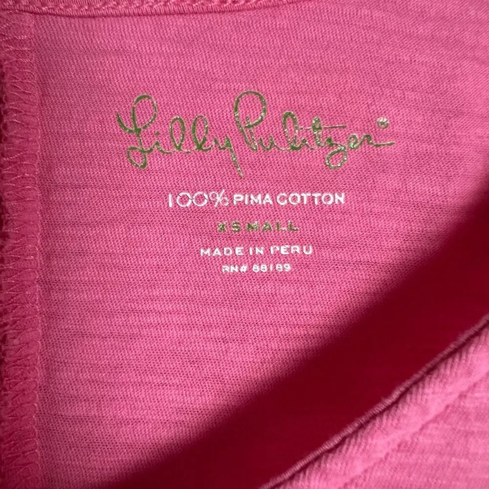 Lilly Pulitzer Eliza Watermelon Pink Knit Short Sleeve V-Neck Dress Size XS - Image 7