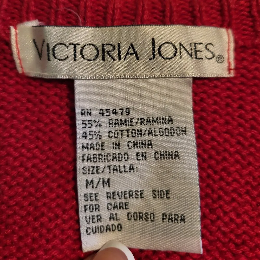 VINTAGE Red Candles Bows Embroidered Sequin Ugly Christmas Sweater Vest Size M - Image 2