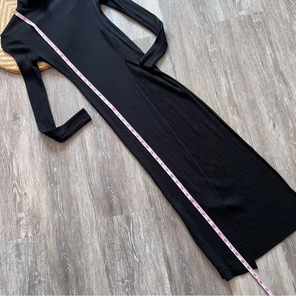 The range black ribbed knit cowl neck midi dress w/ high slit Women’s Size xs‎ - Image 4
