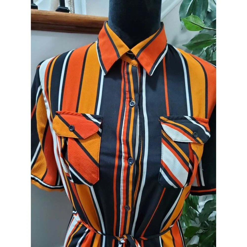 Amaram Women Multicolor Polyester Collared Short Sleeve Knee Length Shirt Dress Size undefined - Image 5
