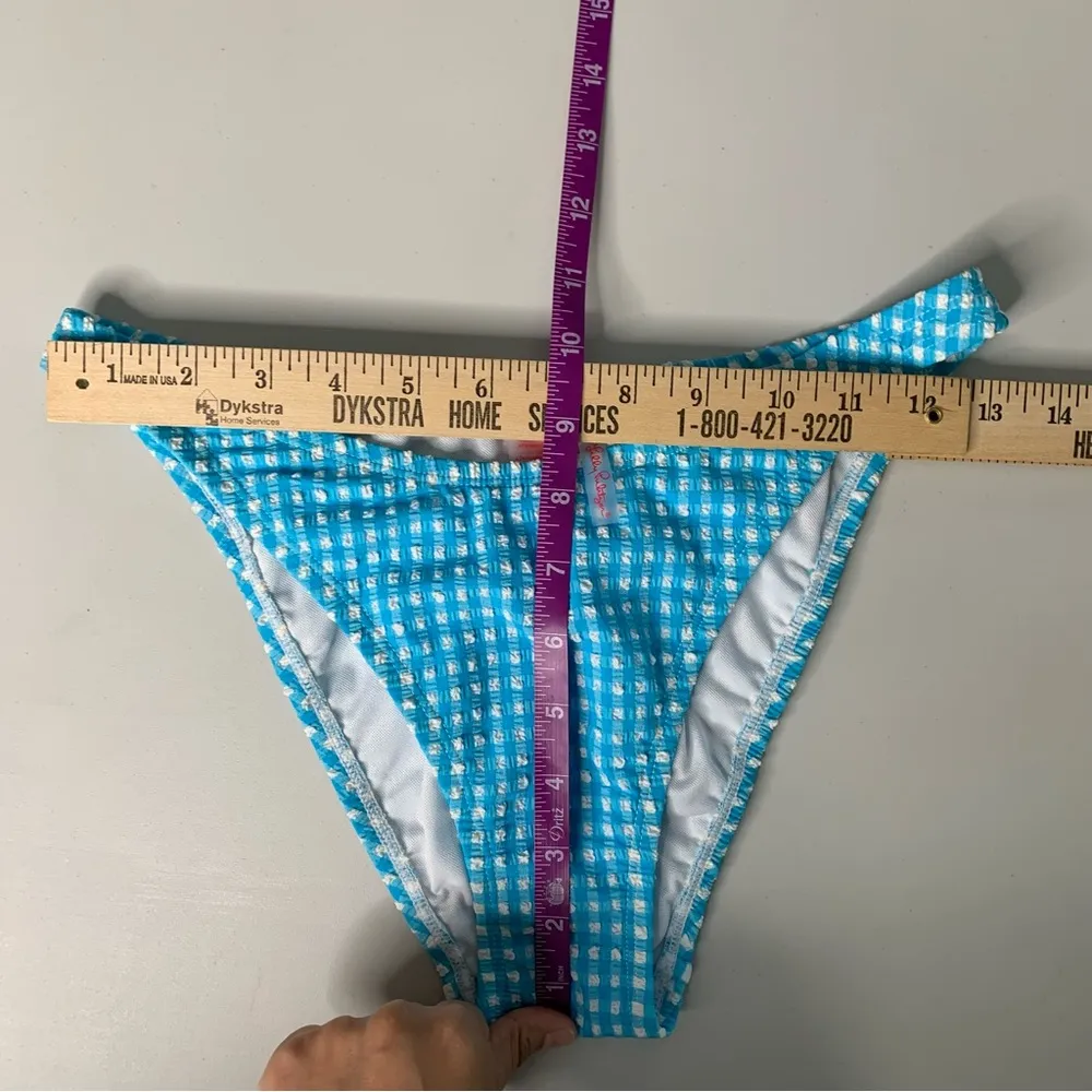 Lilly Pulitzer 2 Pico High Cut Bikini Bottom Turquoise Oasis Crinkle Gingham - Image 7