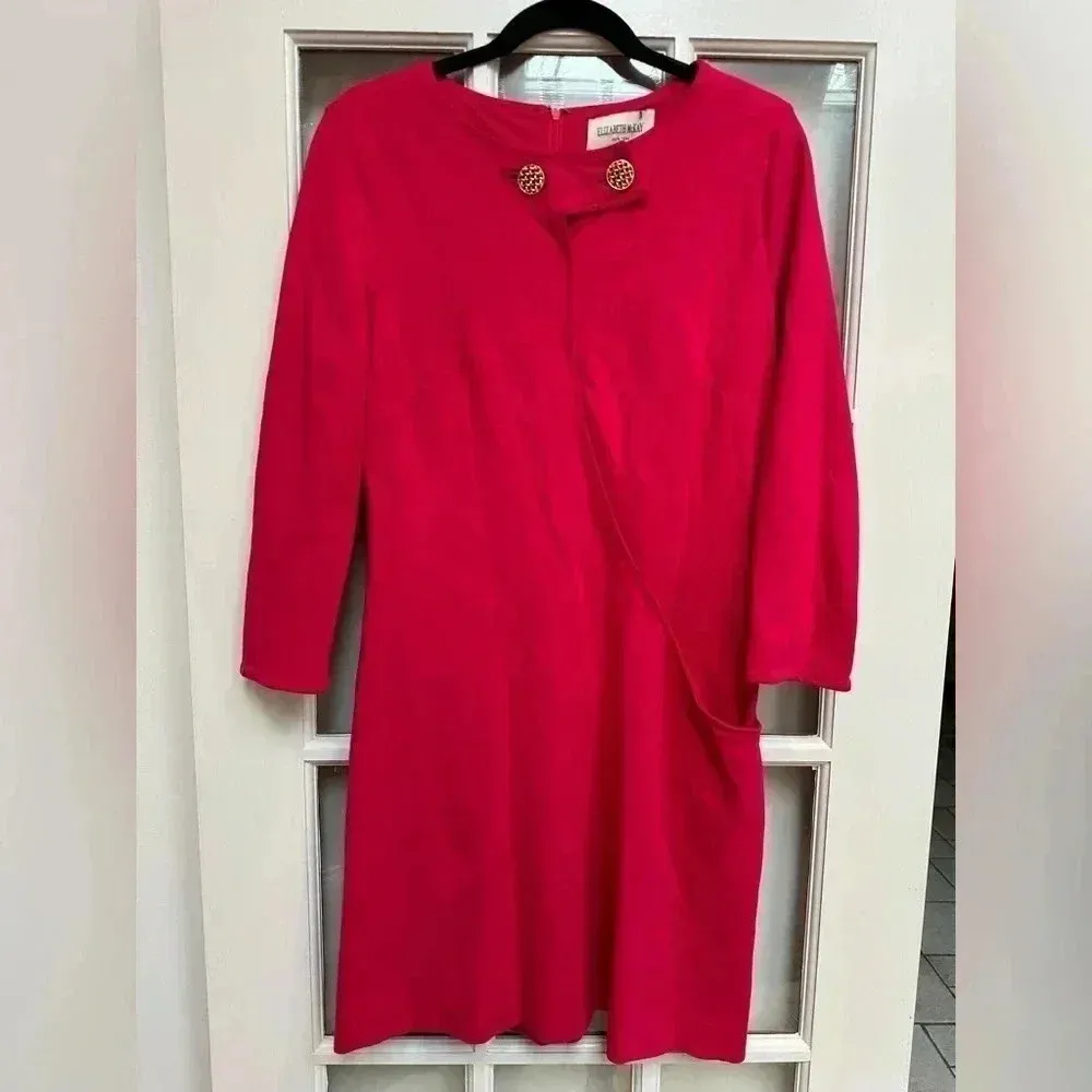 Vintage Elizabeth McKay Designer Fuchsia Heavy Italian Ponte Midi Dress Size 8 Pink - Image 12