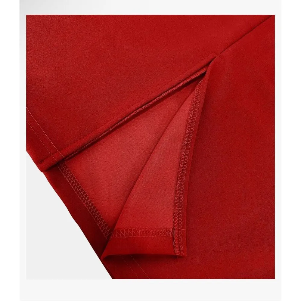 NEW Long Sleeve Career Pencil Vintage Peplum Dress 3X NO BELT Red - Image 6