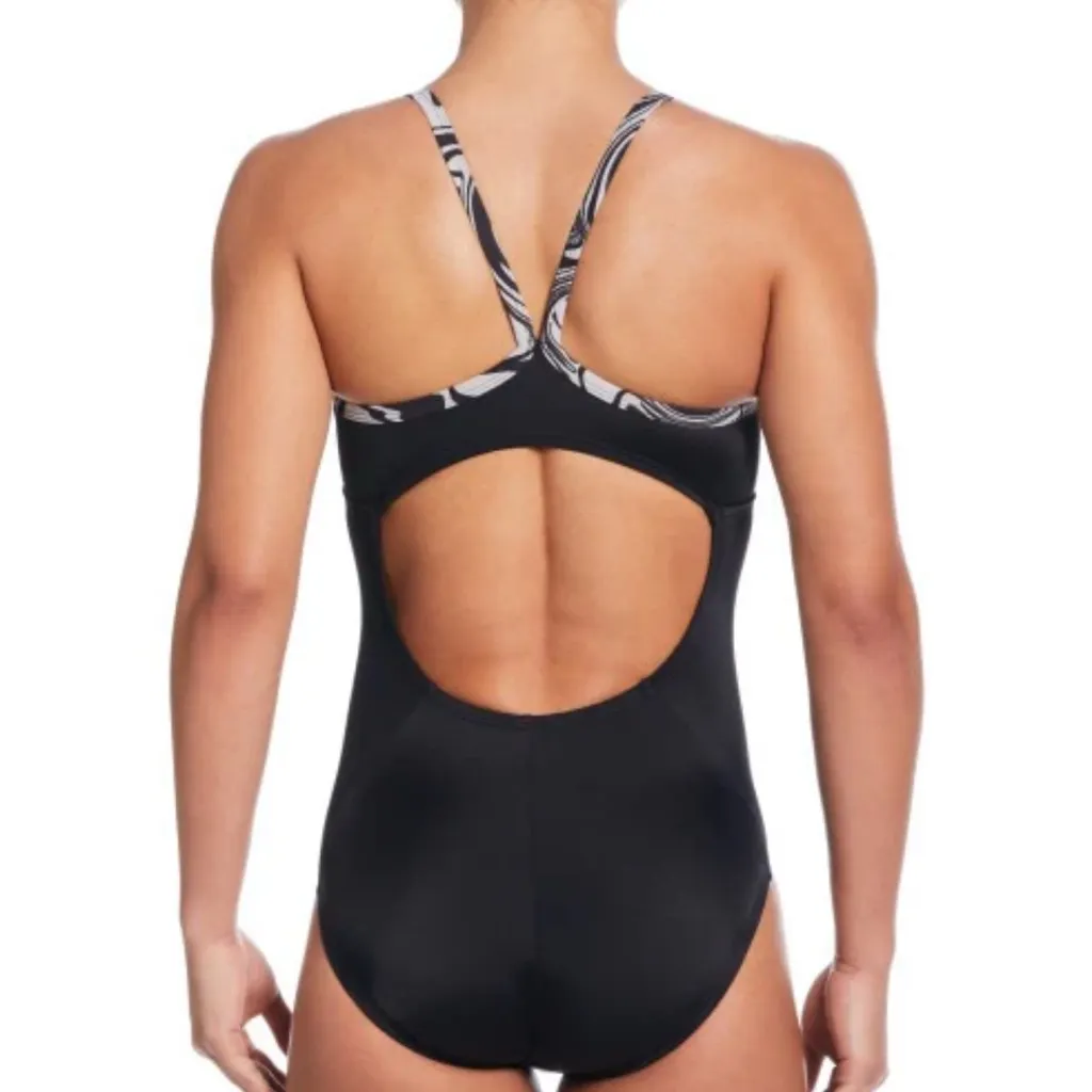 New NWT Nike Swimsuit Womens Size XL Black Swoosh One Piece  Racer Back - Image 2
