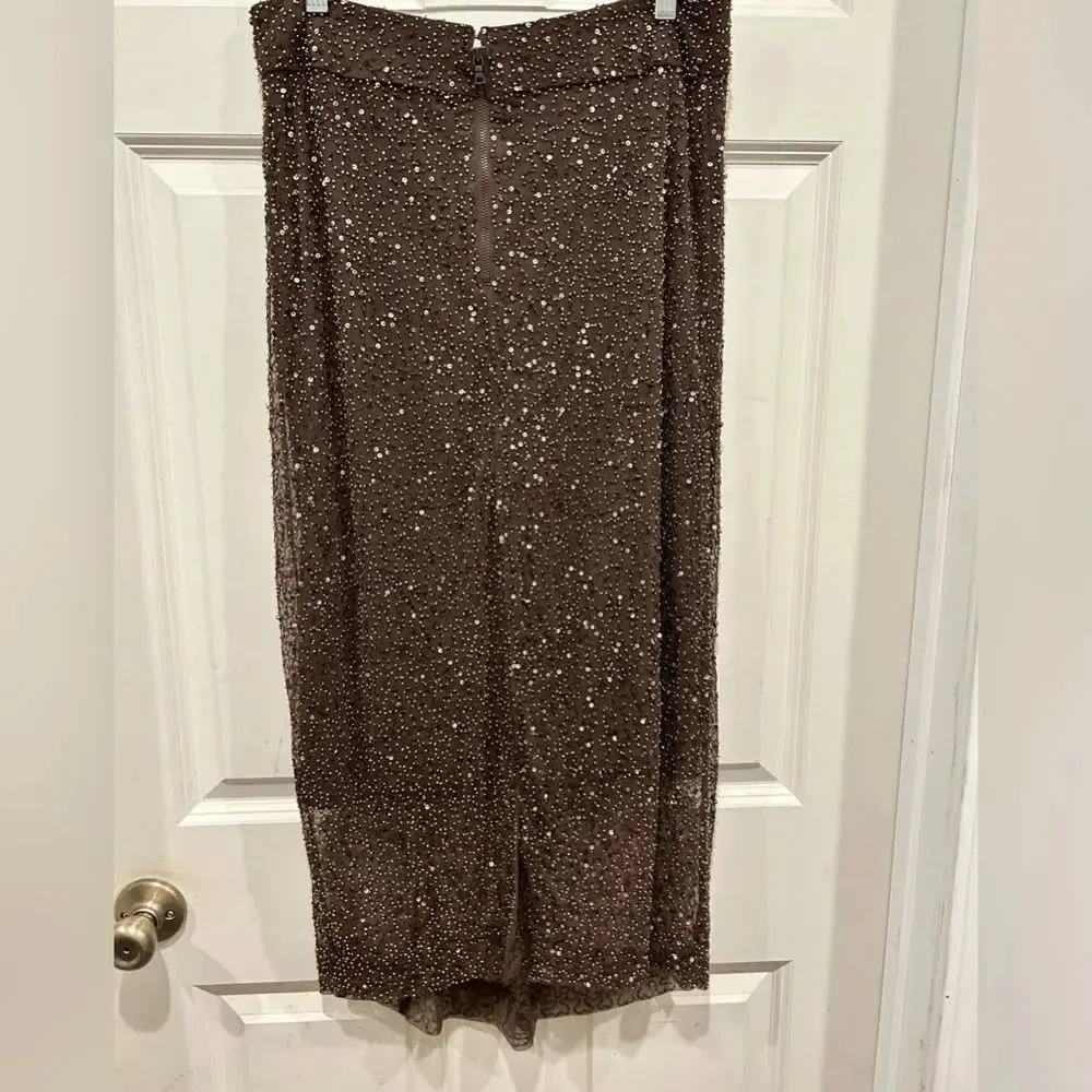 Alice + Olivia Silk‎ Draped Beaded Skirt size 10 - Image 4