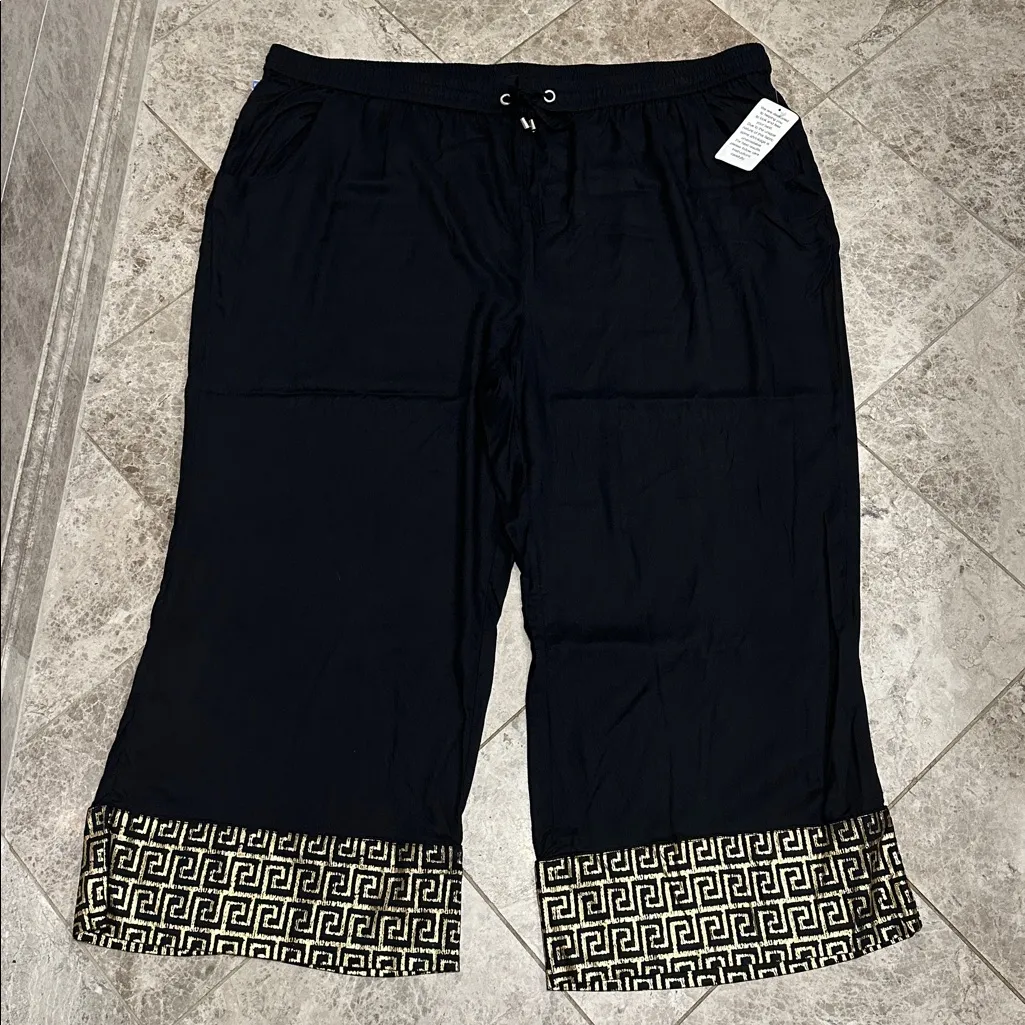 Swimsuits For All Wide Leg Pant NEW Swim Cover Up Pant Black Gold Size 30 - Image 2
