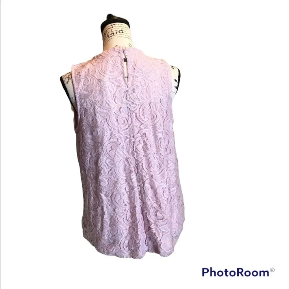 Adrianna Papell Lace Knit Top Sleeveless Medium Nwt Lilac - Image 7