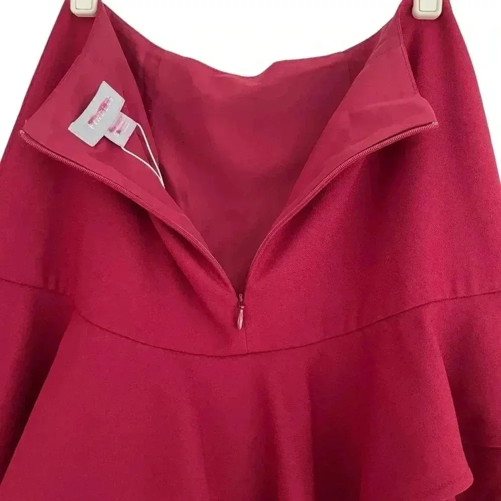 Finders Keepers Bosnia Raisin Asymmetrical Ruffle Mini Skirt - Image 8