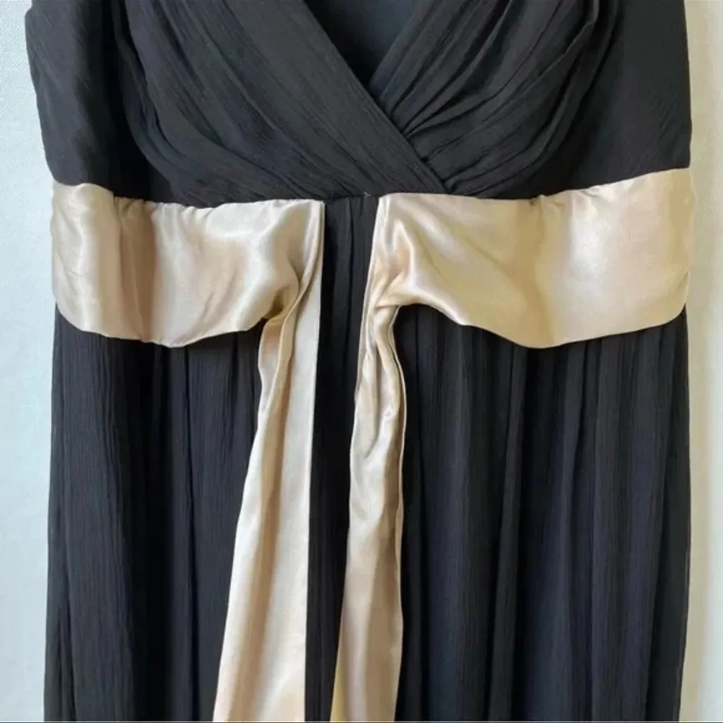 BCBGMAXAZRIA | 100% Silk Black & Cream Beaded Straps Cocktail Dress Size 2 XS - Image 3