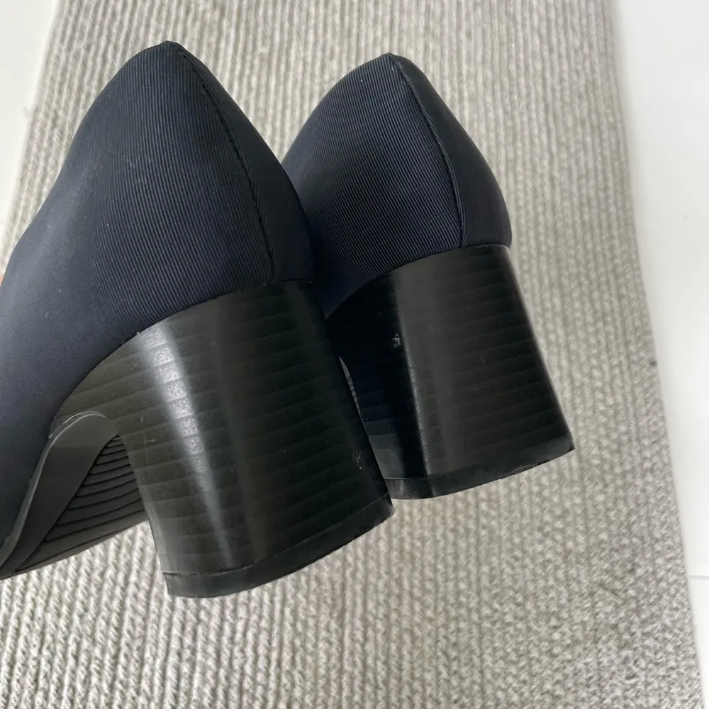 Vtg Villager Liz Claiborne Navy Blue Fabric Block Heel Square Toe Pumps Sz 9.5 - Image 3